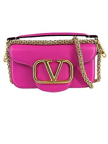 Valentino Garavani Valentino Garavani Women's Loco Shoulder Bag Mini Handbag Crossbody Small Chain Leather Pink Gold Hardware (view 1)