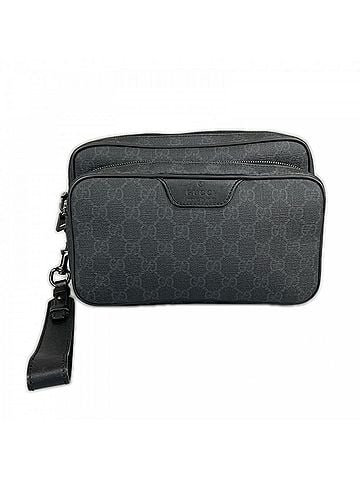 Gucci Gucci clutch bag for men, GG Supreme pattern, GUCCI 337082, black with silver hardware. (view 1)
