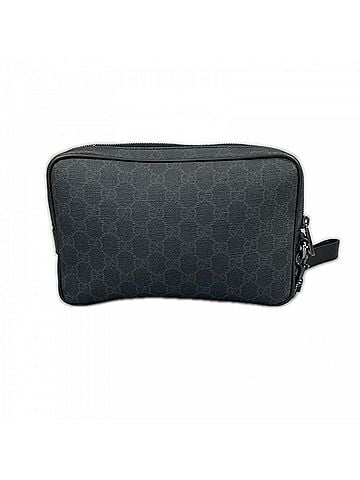 Gucci Gucci clutch bag for men, GG Supreme pattern, GUCCI 337082, black with silver hardware. (view 2)