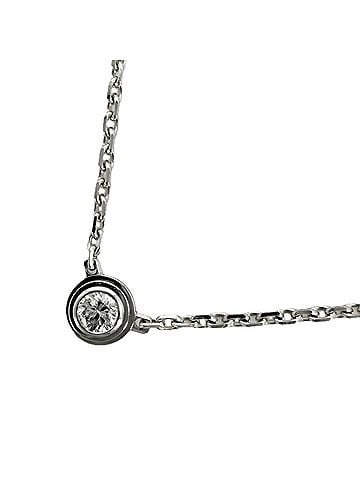 Cartier Cartier Damour XS Necklace for Women, Single Diamond, Adjustable, Au750 18K White Gold, Approx. 2.2g (view 1)