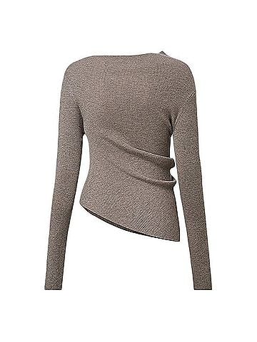 Commense Embellished Asymmetric Knit Sweater Casual Sweaters (view 2)
