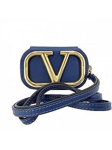 Valentino Garavani Valentino Garavani shoulder bag for women, pouch, mini bag, pochette, small size, leather, blue, gold hardware. (view 1)