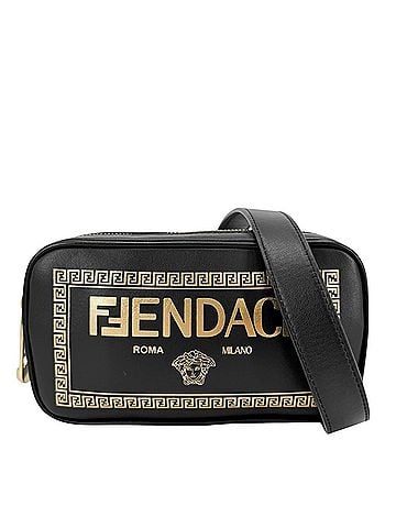 Versace Versace shoulder bag for women, Fendi collaboration, Medusa design, VERSACE 7M0258, leather, black, gold hardware. (view 1)