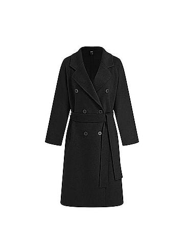 Cider WOOL-LOOK NOTCHED COLLAR DOUBLE BREASTED LONGLINE COAT WITH BELT Coat (view 1)
