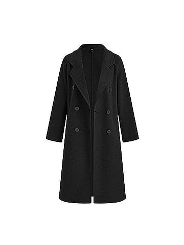 Cider WOOL-LOOK NOTCHED COLLAR DOUBLE BREASTED LONGLINE COAT WITH BELT Coat (view 2)
