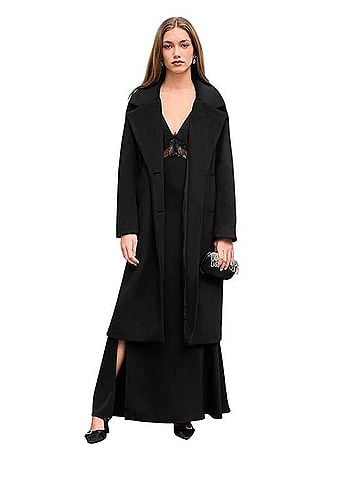 Cider OVERSIZED WOOL-LOOK LINED COAT WITH POCKET Coat (view 1)