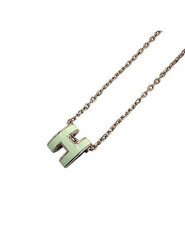 Hermès Hermes women's Pop H mini necklace, off-white/gold tone, approximately 2.5g. (view 1)