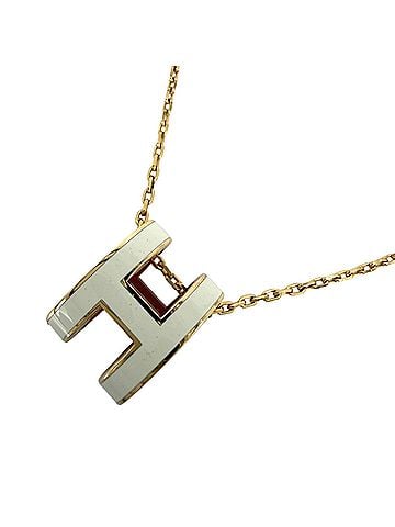 Hermès Hermes women's Pop H necklace, adjustable clasp, white and gold, approximately 4.9g. (view 1)