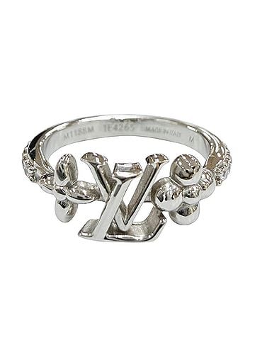 Louis Vuitton LOUIS VUITTON M1188M Ring - LV Iconic Rhinestone Ring, Silver, Size M, Made in Italy, Women's, with Box and Dust Bag. (view 1)