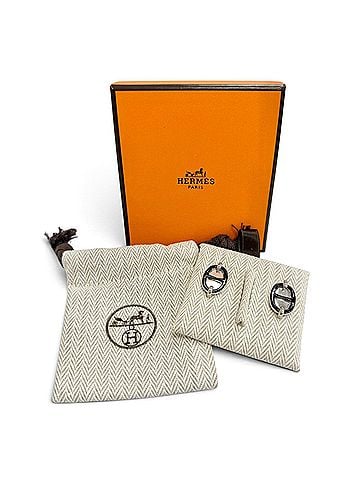 Hermès HERMES H100052FP03 Mini Maillon Silver Chaine d'Ancre Earrings, and Black, Made in France, Women's, with Box Dust Bag. (Pair) (view 2)