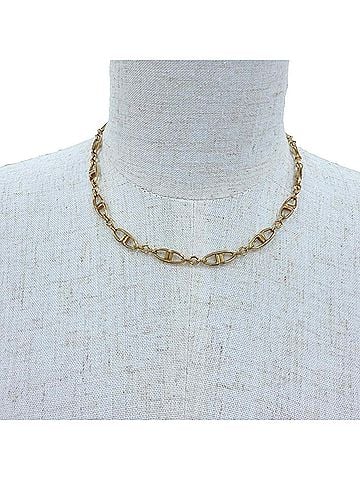 Christian Dior Christian Dior Vintage Metal CD Logo Motif Chain Choker Necklace Gold Women's (view 2)