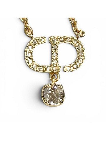 Christian Dior Christian Dior DIOR N2890WOMCY Petit CD Necklace, Rhinestone Pendant, Gold, Women's, with Box and Dust Bag (view 1)