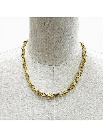 Céline CELINE Vintage Rope Motif Chain Necklace Choker - Gold Women's Accessory (view 2)