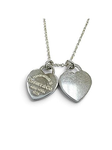 Tiffany & Co. TIFFANY&amp;Co. Tiffany &amp; Co. Return to Mini Double Heart Tag Necklace, 925 Sterling Silver, Weight 3.0g, Women's, Comes with Box and Dust Bag. (view 1)
