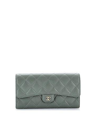 Chanel CC Gusset Classic Flap Wallet Quilted Caviar Long (view 1)