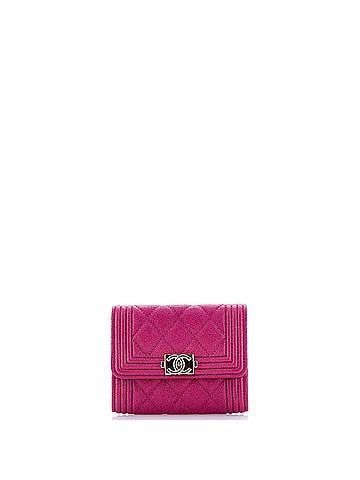 Chanel Boy Flap Card Case Quilted Caviar (view 1)