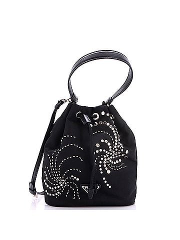 Prada Top Handle Bucket Bag Bead Embellished Re-Nylon Mini (view 1)