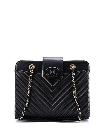 Chanel Collar and Tie Tote Chevron Sheepskin Small (view 1)