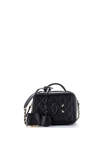 Chanel Filigree Vanity Case Quilted Caviar Small (view 1)