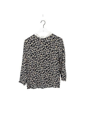 Sandro Leopard Heart Print Ruffle Collar Blouse Long Sleeve Blouse (view 1)