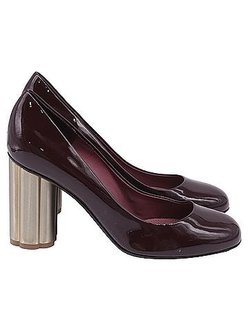 Salvatore Ferragamo Ferragamo Lucca Block Heel Pumps in Burgundy Patent Leather (view 1)