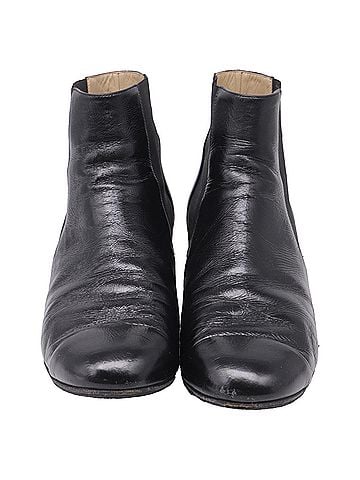 Chanel Chanel Chelsea Boots with Metallic Heel Trim in Black Leather (view 2)