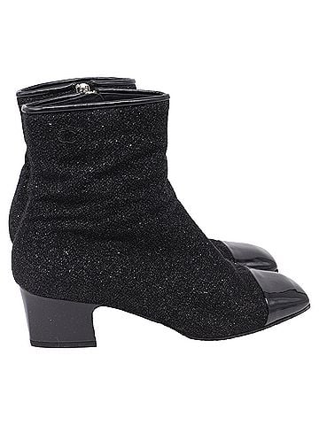 Chanel Chanel Square Toe Ankle Boots in Black Glitter (view 1)