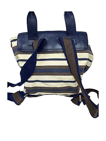 Tory Burch Kerrington Striped Canvas Backpack Leather Trim Preppy Travel Backpack (view 2)