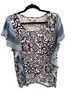One World 100% Rayon Floral Multi Color Short Sleeve Blouse Size L - photo 1