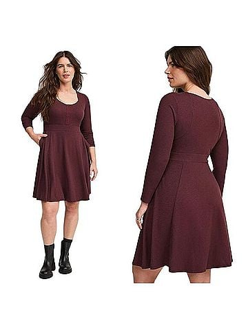 Torrid Waffle Skater Mini Dress Casual Dress (view 1)