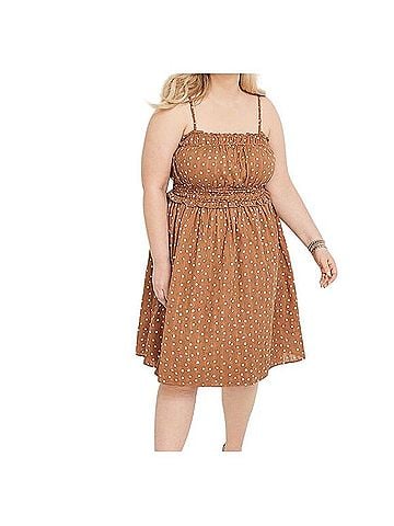Maurices Polka Dot Smocked Dress Casual Dress (view 1)