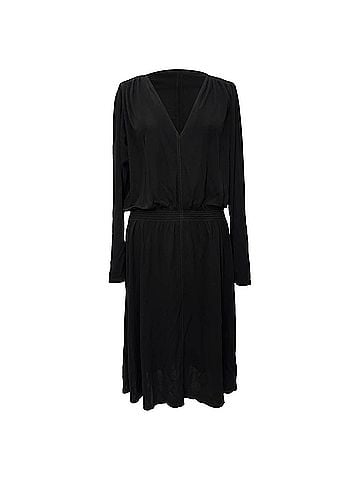 Vanessa Bruno Vanessa Bruno V-Neck Long Sleeve Midi Dress in Black Viscose (view 1)