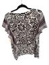 One World 100% Rayon Floral Black White Short Sleeve Blouse Size L - photo 2