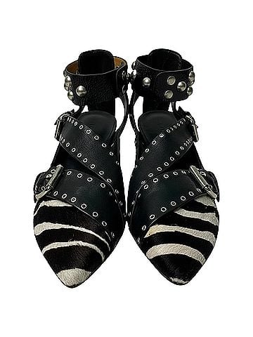 Isabel Marant Isabel Marant Zebra Print Linzy Eyelet Pointed Toe Flats in Animal Print Calfskin (view 2)