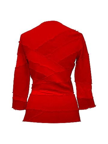 Alexander McQueen Alexander Mcqueen Patchwork Accent Blouse in Red Viscose (view 2)