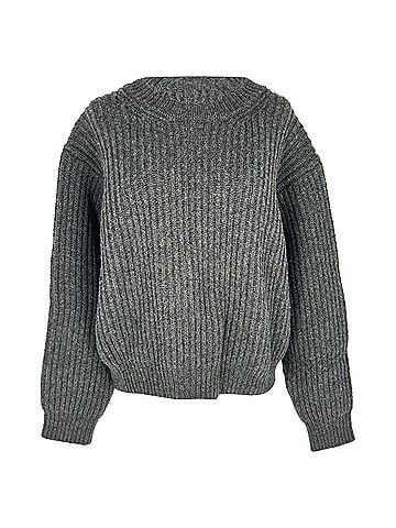 Acne Acne Studios Boxy Rib-Knit Sweater in Grey Wool (view 1)