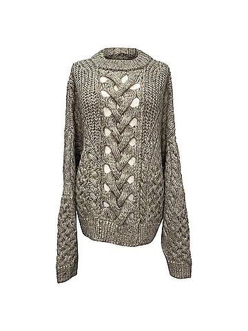 Isabel Marant Isabel Marant Cable-Knit Sweater in Grey Alpaca Wool (view 1)