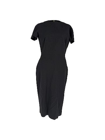 Victoria Beckham Victoria Beckham Short Sleeve Midi Dress in Black Silk (view 1)