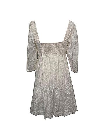 Vilshenko Vilshenko Eyelet Mini Tiered Dress in White Cotton (view 2)