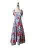Oliphant 100% Cotton Floral White Red Blue Purple Casual Dress Size S - photo 1