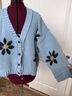 Pol 100% Polyester Floral Blue Gold Cardigan Size S - photo 5