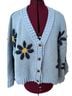 Pol 100% Polyester Floral Blue Gold Cardigan Size S - photo 1
