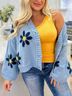 Pol 100% Polyester Floral Blue Gold Cardigan Size S - photo 9