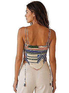 Rachel Zoe Resort Tropical Print Scarf Hem Cami Beaded Tie Tank Tank Top (view 2)
