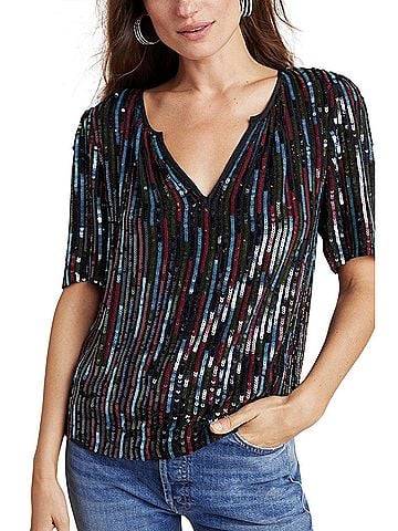 Velvet Short Sleeve Blouse (view 1)