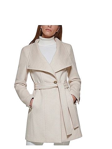 Calvin Klein Asymmetrical Belted Wrap Trench Coat Trenchcoat (view 1)