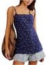 Free People 100% Cotton Floral Blue Multi Color Sleeveless Top Size M - photo 1