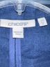 Chico's 100% Linen Solid Blue Blazer Size 14 - photo 3