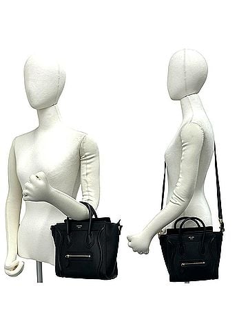 Céline CELINE Luggage Nano Shopper Leather 2-way Shoulder Bag/Handbag Black 40413 (view 2)