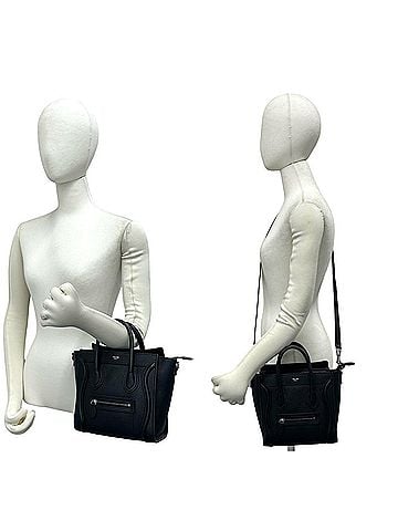 Céline CELINE Luggage Nano Shopper Leather 2-way Shoulder Bag, Handbag, Mini Tote Black 26690 (view 2)